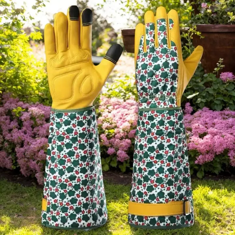 Robust Protection with Anti-Stab Cowhide Gloves; Ideal for Gardening, Pruning Roses, Picking Peppers, and Peeling Chestnuts