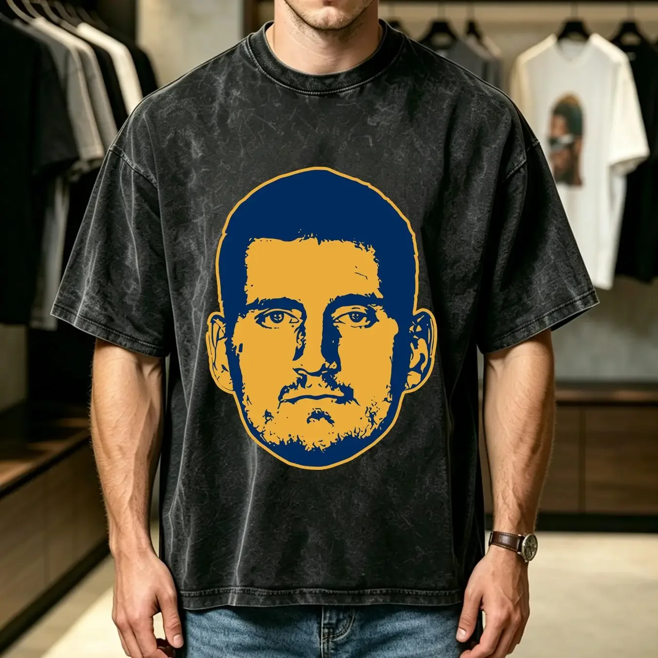 washed T Shirt Nikola Jokic Basketball Denver Fan long or short sleeves vintage Washed graphic Soft homme Unisex