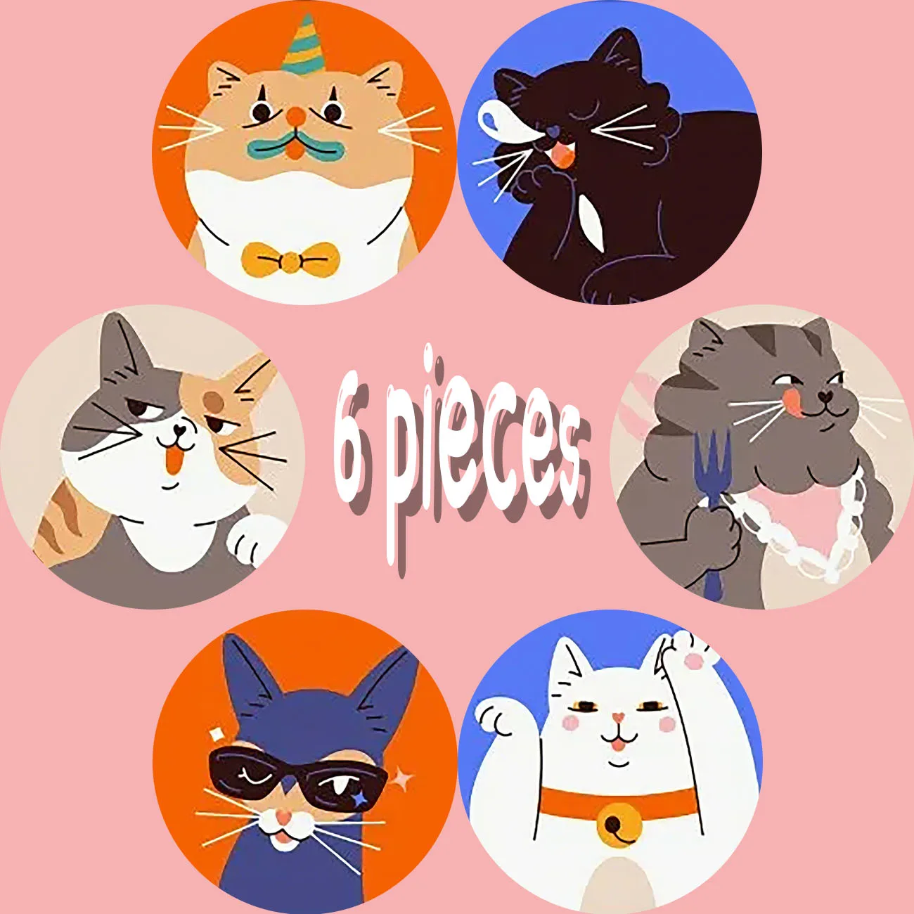 6 pieces - Dog themed wooden coasters, anti slip and heat-resistant dining table decorations, coffee shop and restaurant gifts
