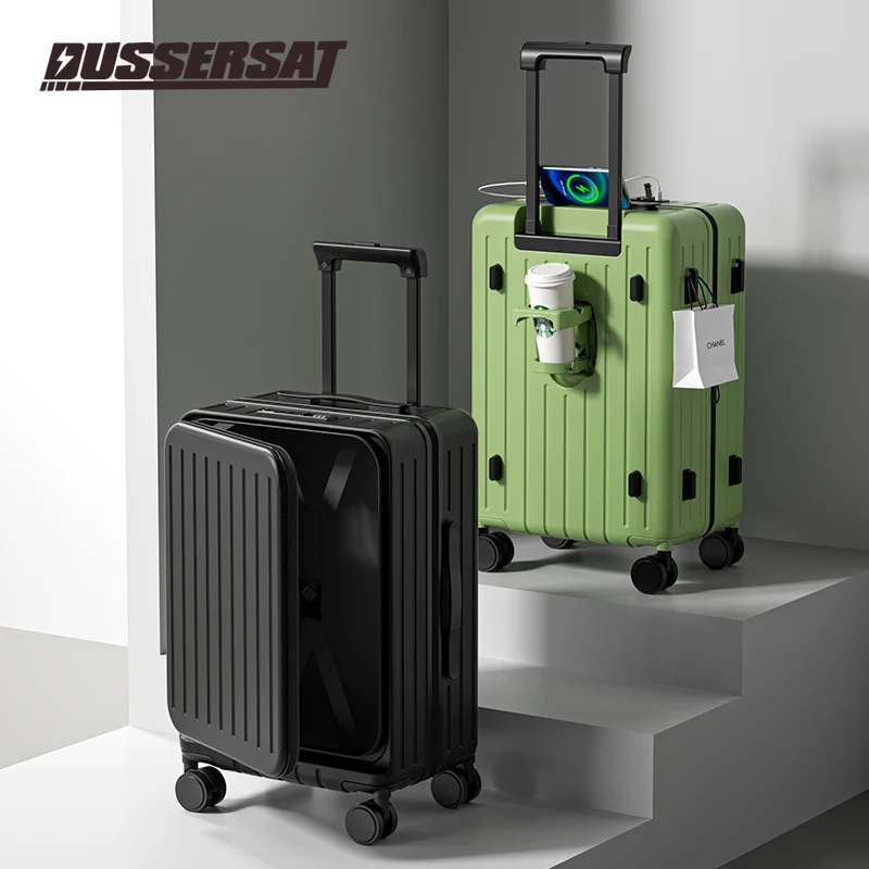 New Front Open Suitcase Hut Trolley Box 20/24/26 Inch High Quality Frame Large Capacity Suitcase Men's Ladies' Travel Case