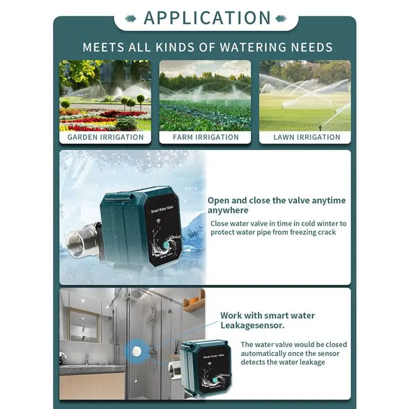 AT21-Tuya Smart Zigbee Electric Motorized Ball Water Valve Stainless Steel Garden Irrigation Remote Control For Alexa
