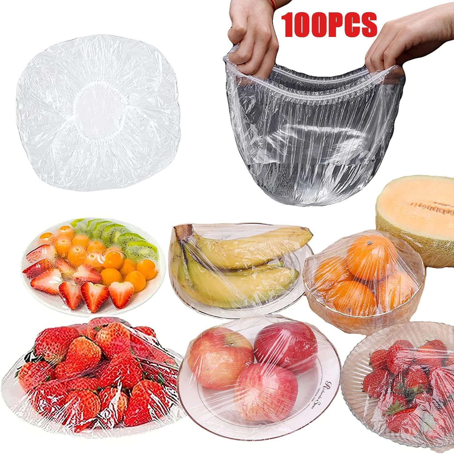 

100 Pcs Reusable Food Storage Cover Plastic Disposable Adjustable Elastic Food Bowls Cover Fresh-keeping Bags Kitchen Supplies