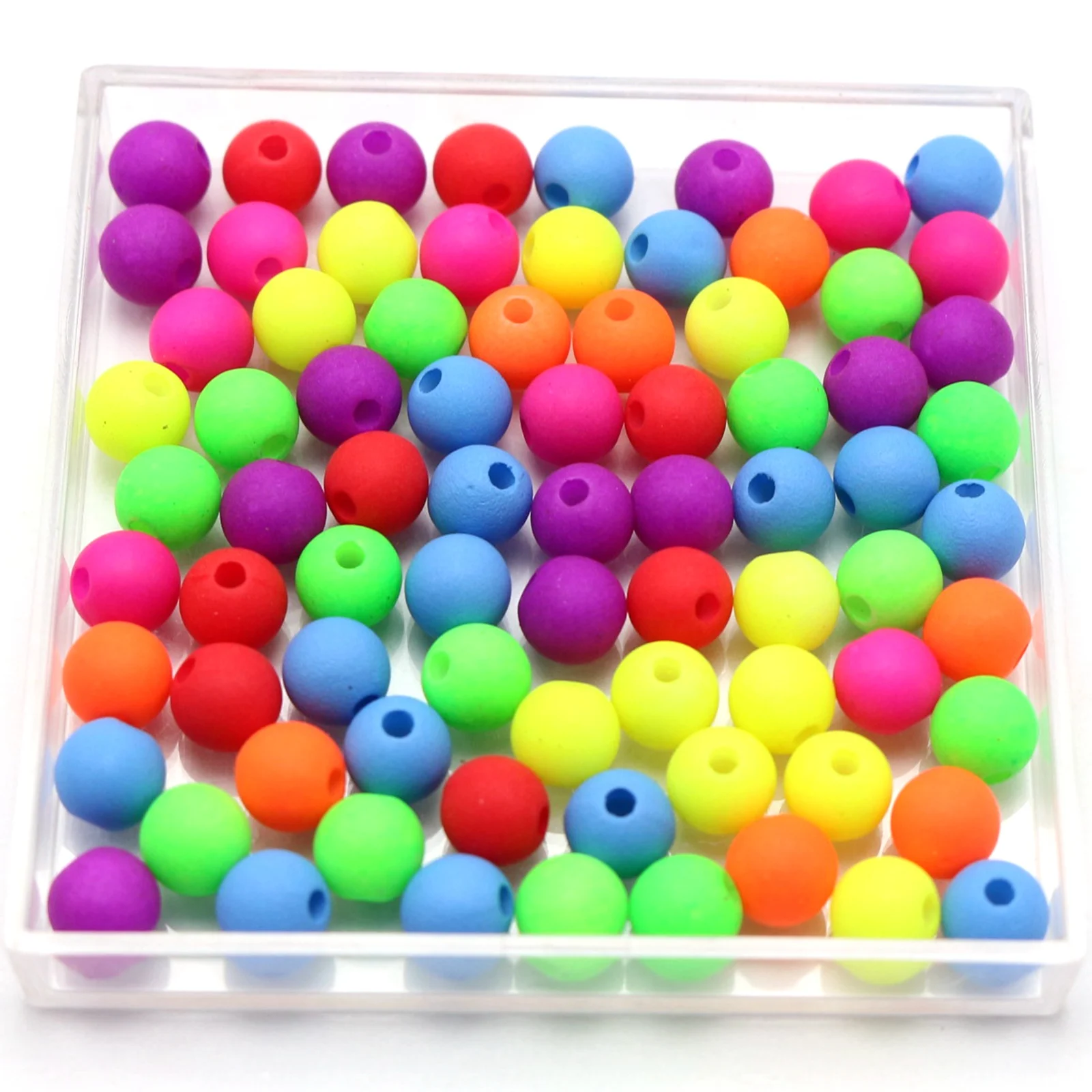 Mixed Frost Neon Color Acrylic Round Beads 5mm 6mm 8mm 10mm Smooth Ball