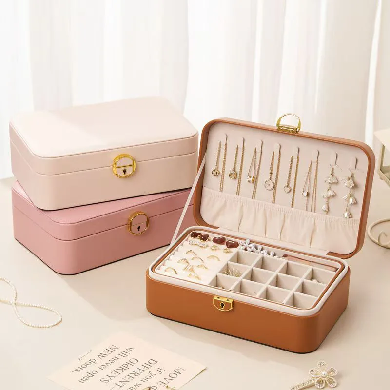 Portagioie, squisito di fascia alta con serratura, orecchini a bottone di grande capacità, anelli, collane, portagioie.