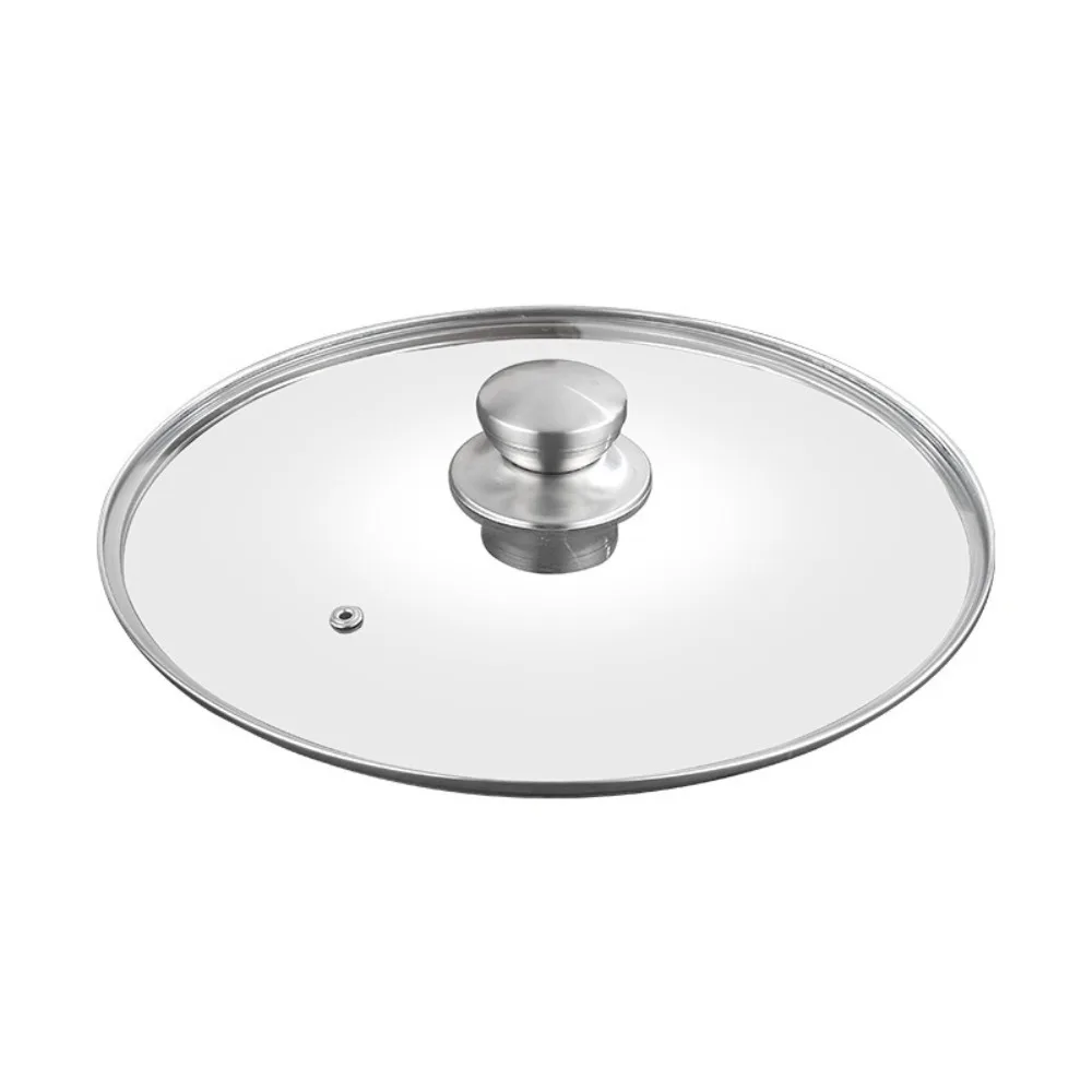Stainless Steel Tempered Glass Pot Lid 16-34cm Round Visible Pot Cover Knob Anti-Scalding Wok Pan Lid Kitchen Accessories