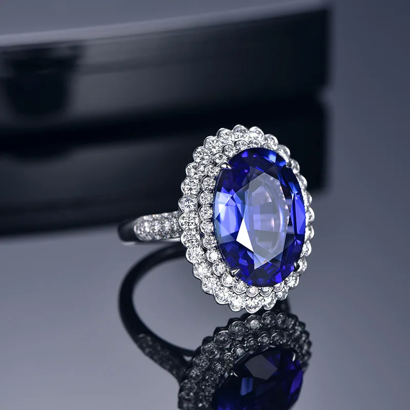 Bestseller - Dunkelblauer Tanzanit-Farbiger Rubin Offener 925 Sterling Silber Ring - Damen Verlobungsschmuck – Detail 2