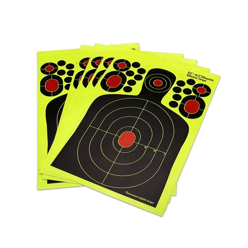 5Pcs Green Fluorescent Target Paper Gun Shooting Target Shooting Stickers Practice Reactive Sputtering Shooting Rifle Stickers