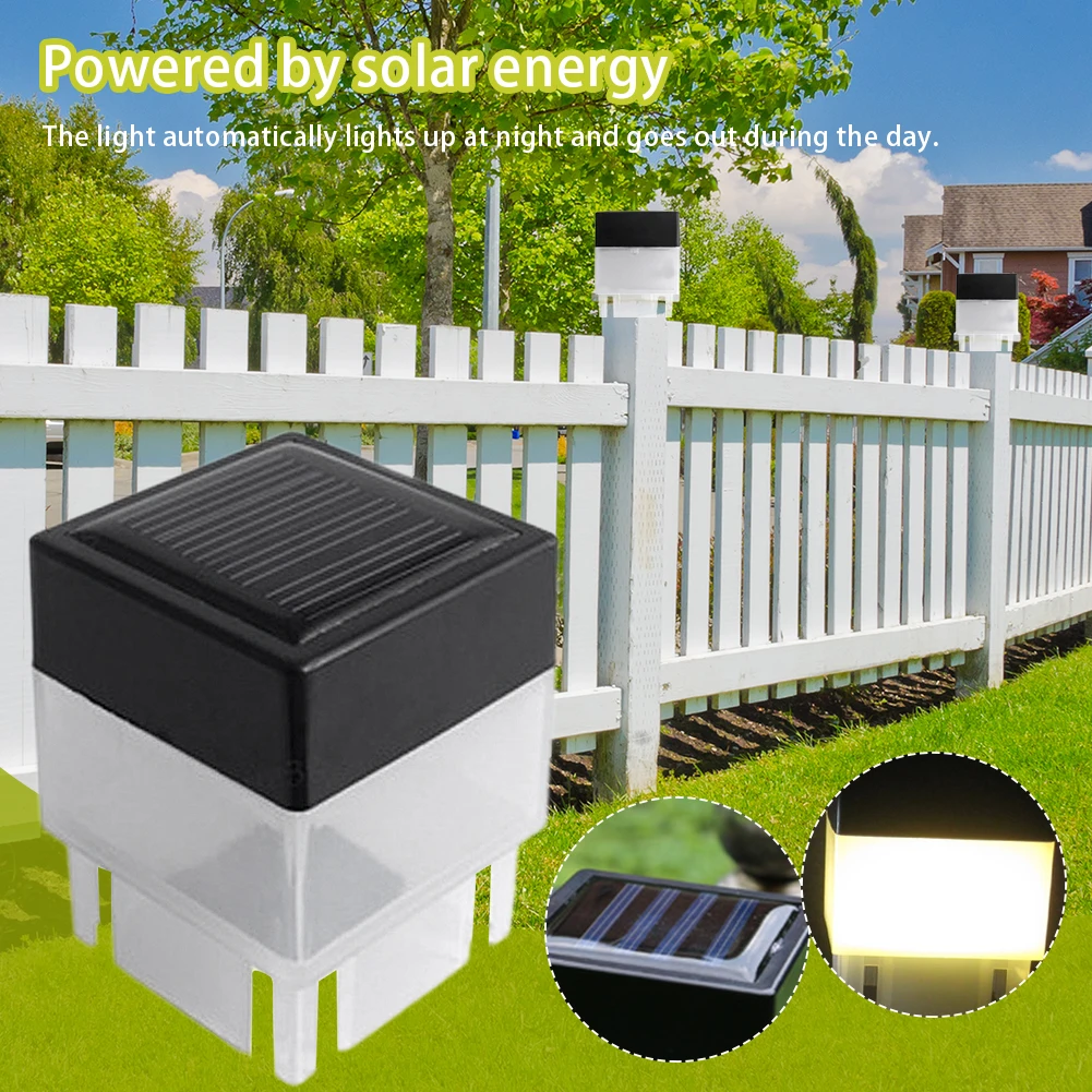 Solar Post Light Modern Fence Deck Lamp Auto On/Off Outdoor Pillar Light Fence Pillar Lamp for Yard Pathway Decor