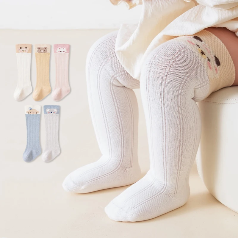 3/5 Pairs Knee High Infant Socks Cute Cartoon Baby Stockings Soft Cotton Socks For Toddlers Boys Girls 0‑36 Months Daily Wear