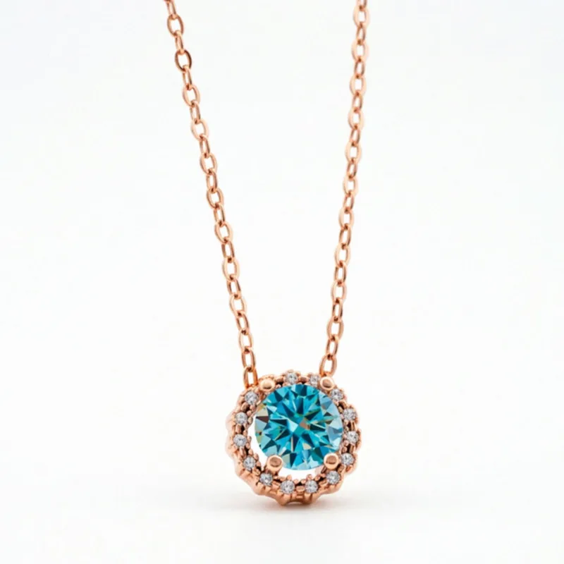 Jellystory 1 Carat Moissanite Daisy Collarbone Chain, 925 Silver Flower Pendant, Sparkling Gift Choice for Her Special Day