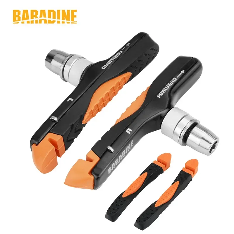 Baradine MTB Bicycle Metal Rim Braking Blocks for V-Brake System Detachable Anti-Lock Shoes ABS Tech Avoid Pitching Over