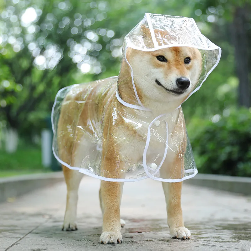 Pet Dog Puppy Transparent Rainwear Raincoat Pet Hooded Waterproof Jacket Clothes Soft PVC Raincoat Suitable For Small Dogs