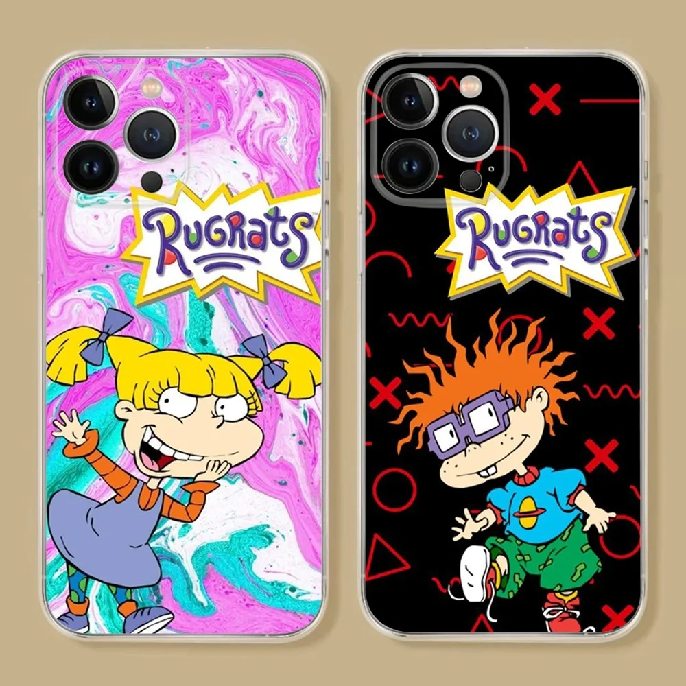 Cartoon Funny R-Rugrats Transparent Phone Case For iPhone 15 14 13 12 11 Pro Xs Max Mini XR X 7 8 Plus Transparency Funda