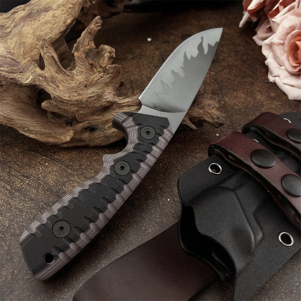 

Hunting Fixed Blade Knife 9Cr18MoV Steel Blade Dual-Color G10 Handle Outdoor Camping Survival Tactical Knives with Sheath