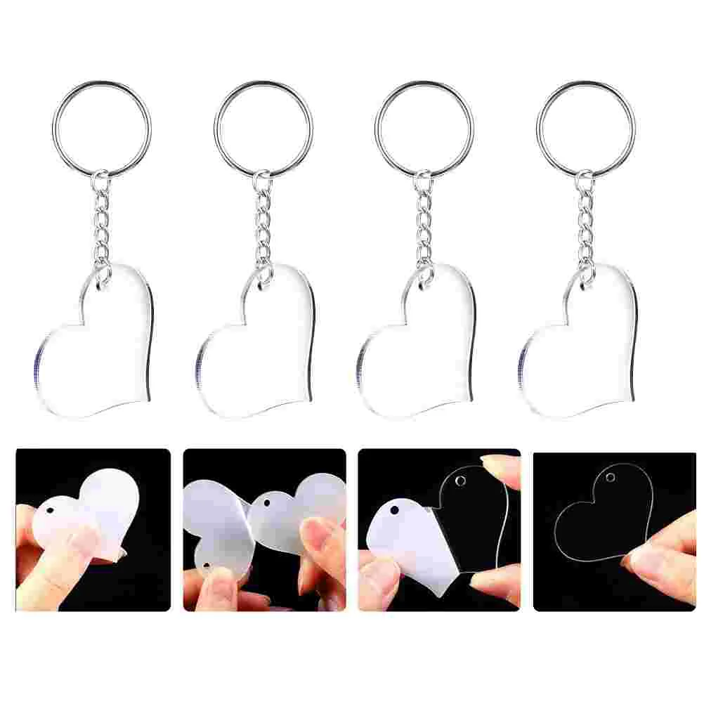 

30 Pcs Acrylic Keychain Blanks Rings of The Lid Set Keychains Heart Shape Clear Locket