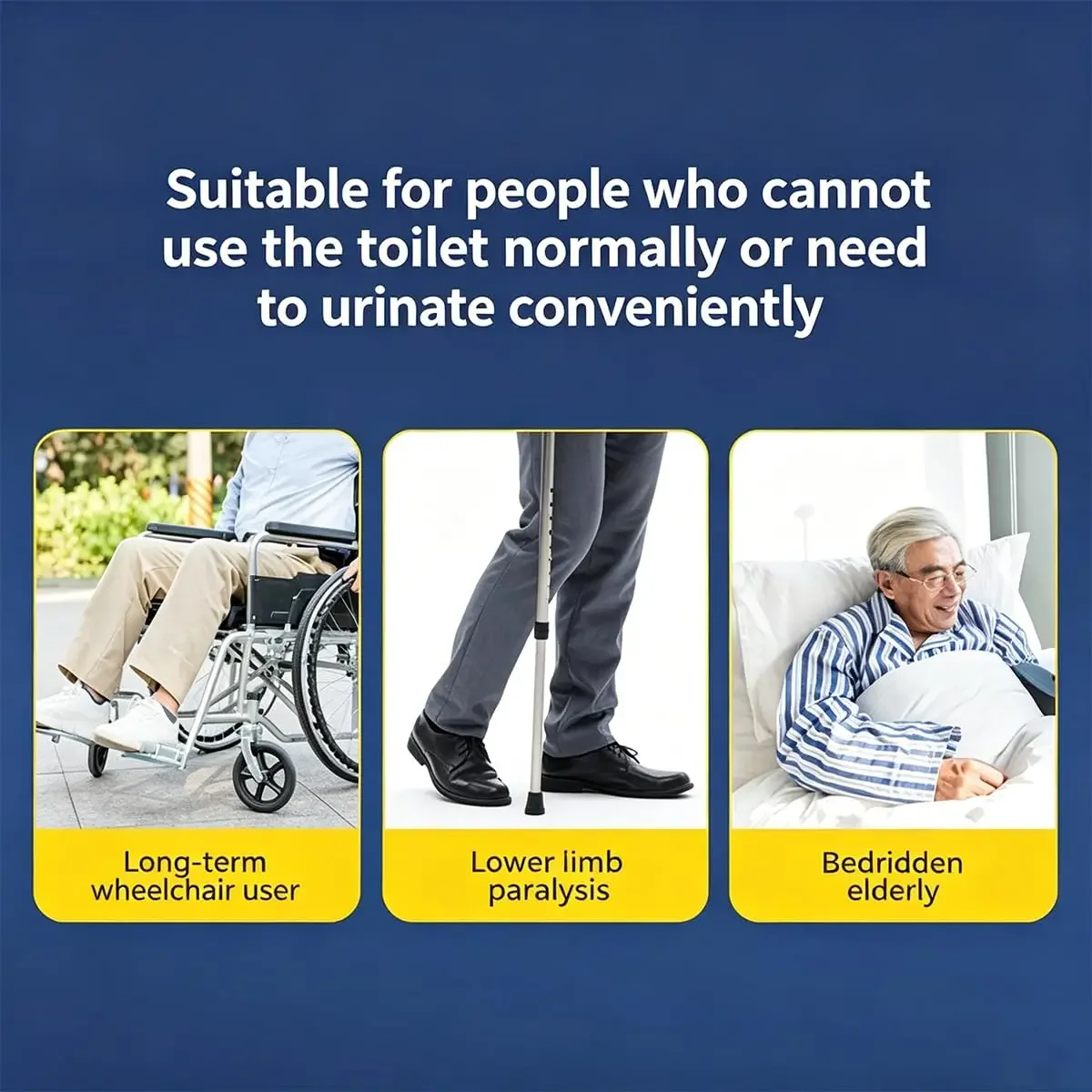 For Condom Catheters Male Urinal Kit Reusable Portable 2 Urine Collection Bags Elder Men 3 Colors
