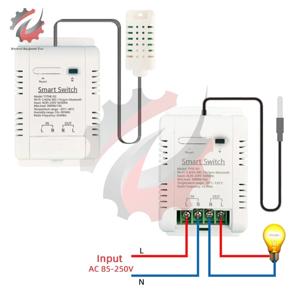 WiFi TH 16A Smart Temperature Switch Tuya Wireless Control with Power Consumption Monitoring Temperature and Humidity Thermostat