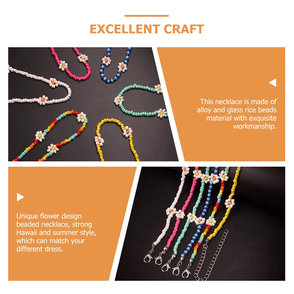 

6 Pcs Bead Necklace Set Choker Necklaces for Woman Summer Fake Pearls Teen Girls