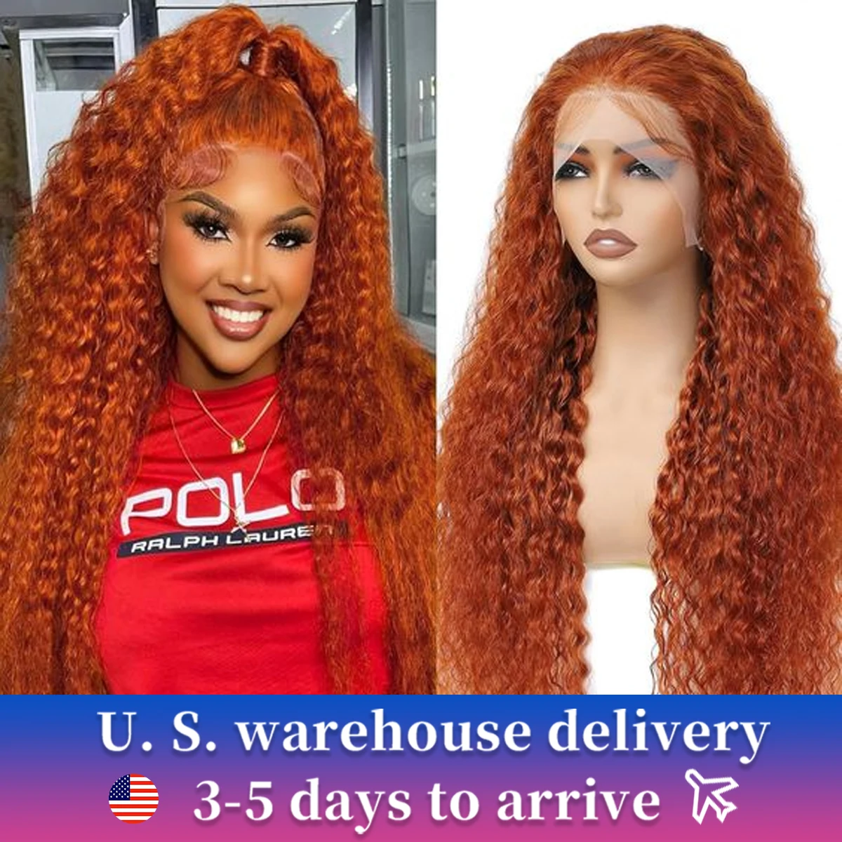 Orange Deep Wave HD 13x6 Lace Frontal Wigs Human Hair Curly Ginger 30 34 Inch 200 Density 13x4 Lace Front Wig Cosplay Brazilian