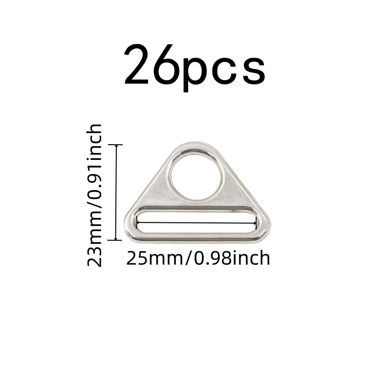 26 pcs 25mm Tri-Glide Sliders, Durable Rust Resistant, suitable for Luggage Strap Repair, Adjustable Slide Design