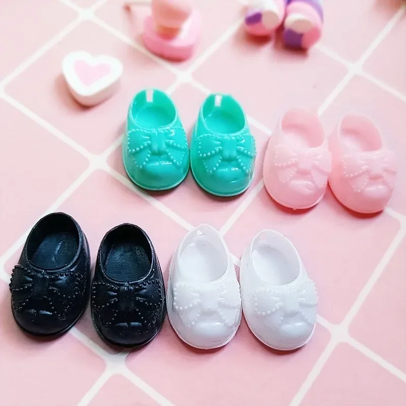 4 Color 2.5CM Doll Shoes for 16cm BJD Doll's Cute Bow Pattern General-Purpose for 1/8 Body Doll PVC Shoes