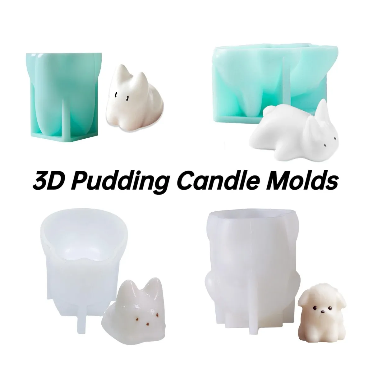Molde de silicona de gato 3D, resina epoxi DIY, molde de vela de pudín de crema, fabricación de velas de cera, bandeja de hielo, molde de pastel de jabón, decoración del hogar
