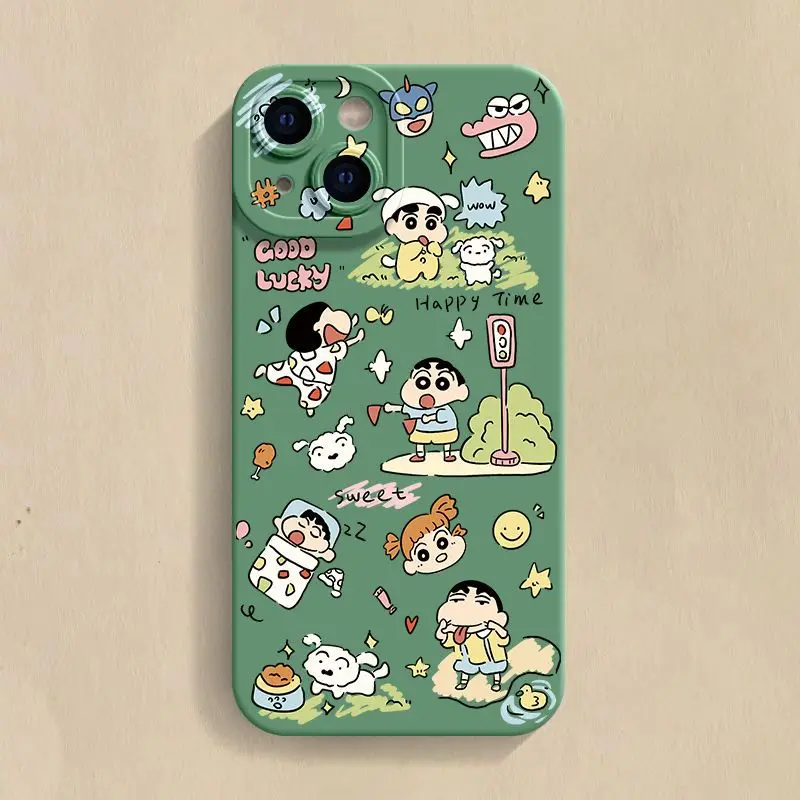 Силиконовый чехол Crayon Shin-chan для iPhone 15, 14, 13, 11, 12 Pro Max 16 Plus, противоударный защитный чехол с рисунком полной линзы Силиконовый чехол Crayon Shin-chan для iPhone 15, 14, 13, 11, 12 Pro Max 16 Plus, противоударный защитный чехол с рисунком полной линзы