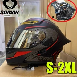 SOMAN Motorcycle Helmet Dual Lens Four Seasons Riding Revealed Full Helmet SM955-S with S2 Intercom Bluetooth