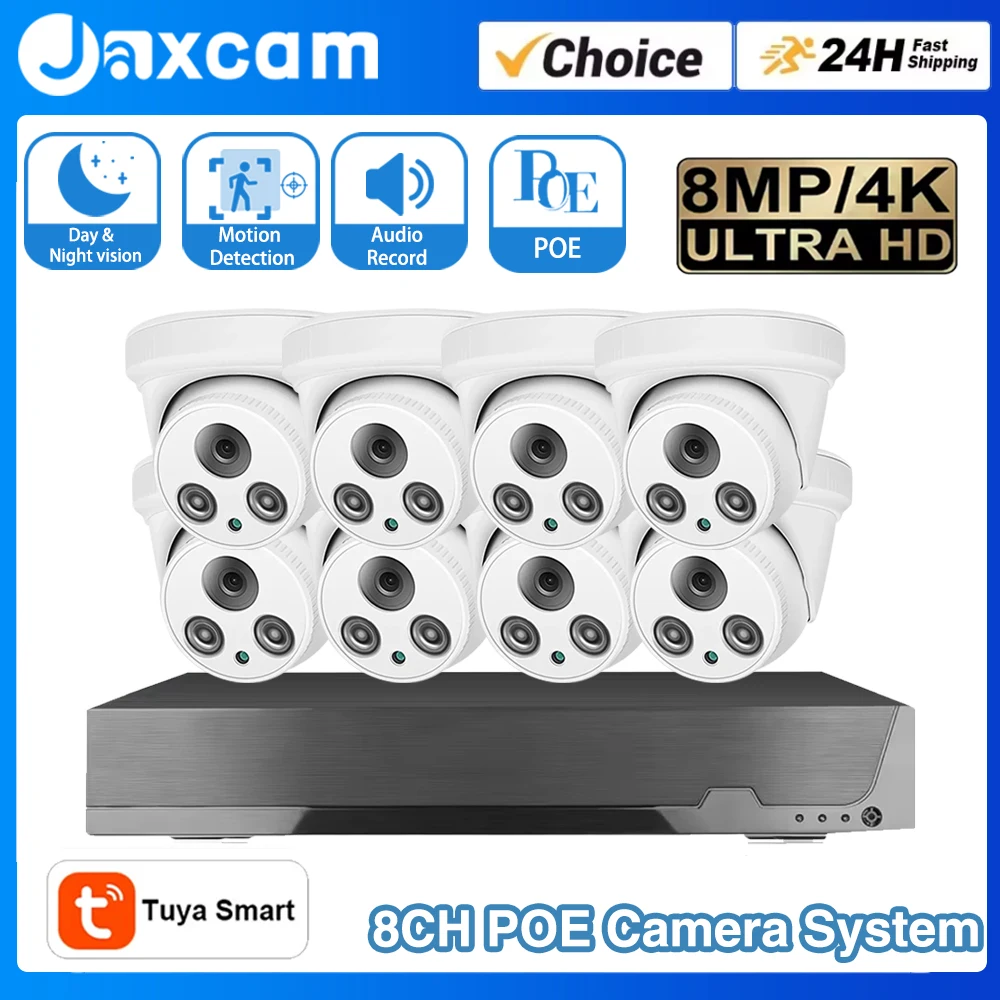 

8-канальный комплект с IP-камерой POE 20M 8MP 4K ночного видения аудиозапись наружная охранная сигнализация удаленного доступа система видеонаблюдения