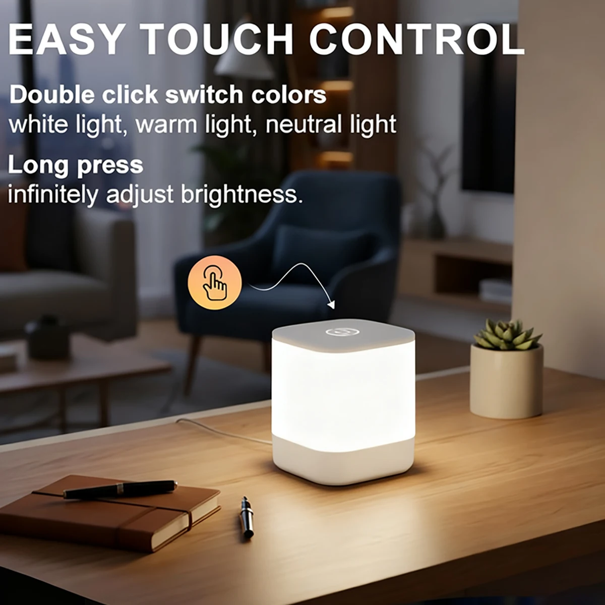 Rechargeable Touch Night Light, Special Small Table Lamp for Baby Feeding and Eye Protection, Bedside Lamp, Bedroom Sleep Light, Small Lamp for Use on Dormitory Beds