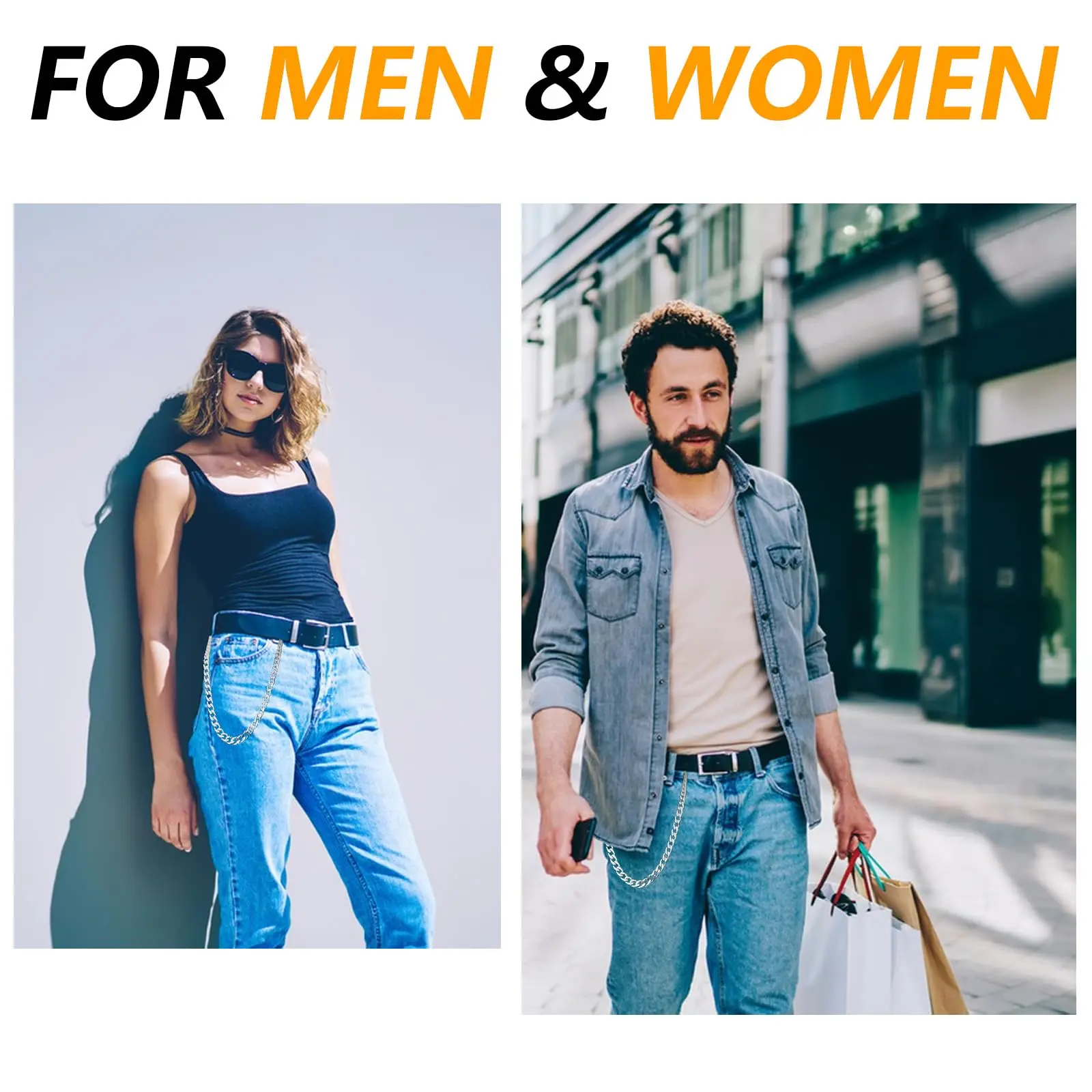 سلسلة من التيتانيوم الصلب سهلة الاستخدام، سلسلة جيب شديدة التحمل، سلسلة سراويل بانك، سلسلة مفاتيح معدنية عصرية لعشاق الموضة