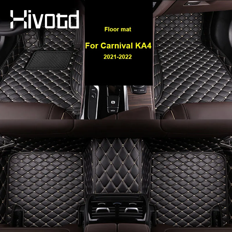 Car Floor PU Leather Waterproof Anti-dirty Dustproof Carpet Cover Interior Decoration Accessories For Kia Carnival KA4 2023 2024