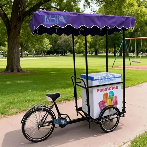 Portable Street Mobile Solar Ice Cream Tricycle Bike With Battery Deep Chest Freezer Ice Cream Cart Sell Popsicle Beer
