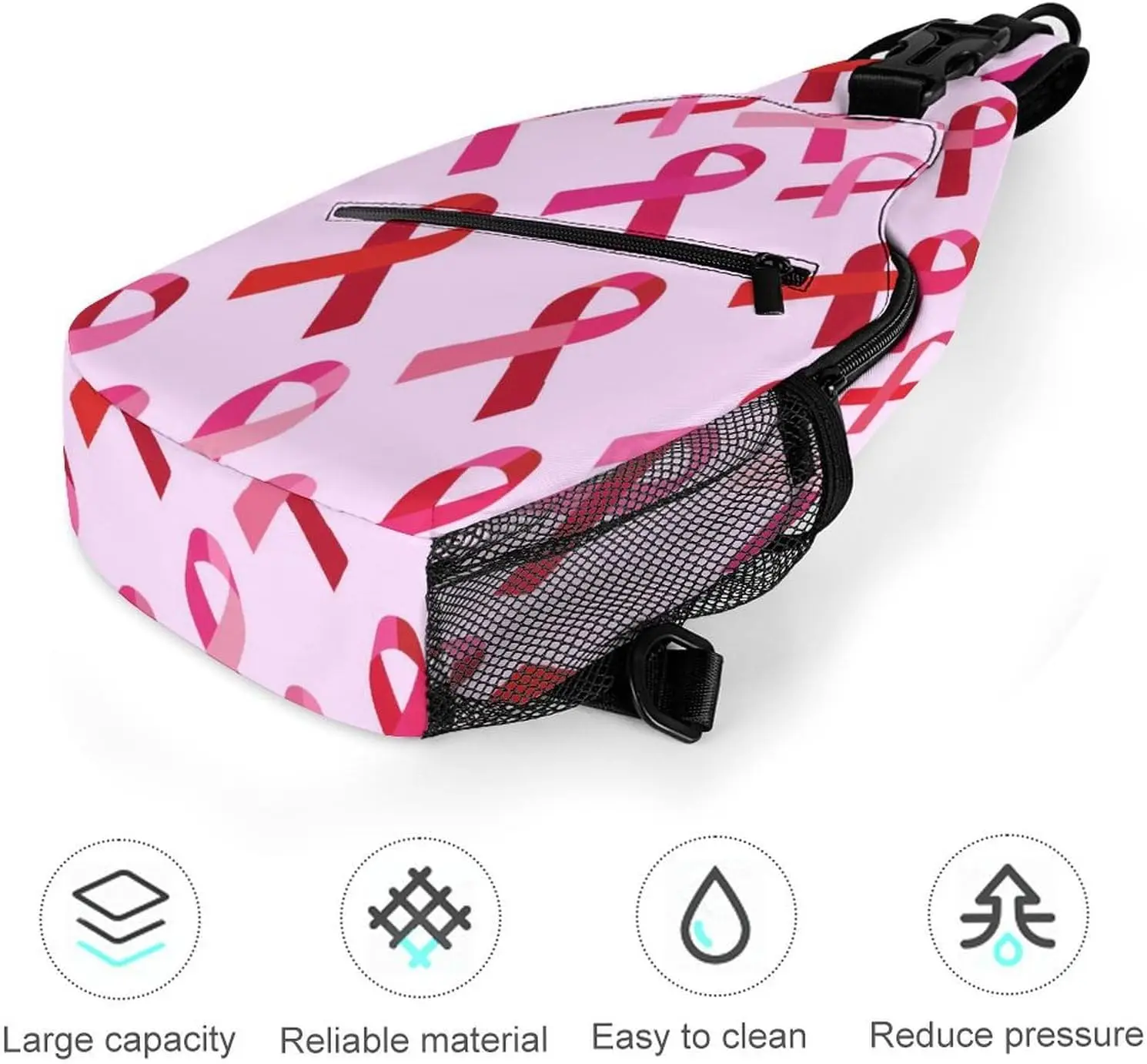 Combat du Cancer du sein ruban mode sac à bandoulière sac à dos bandoulière poitrine sacs randonnée sac à dos épaule sac à dos sport de sport