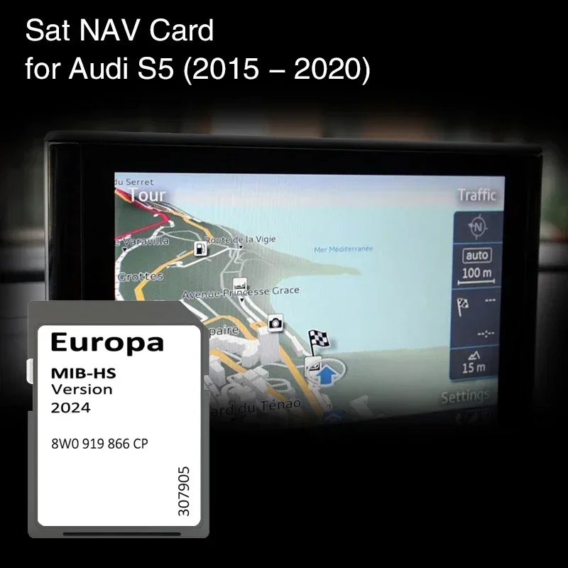 

2024 Update Europe UK Maps 8W0919866CP for Audi S5 2015-2020 Vehicle SD GPS Card 16GB MHS2 MIB-HS Navigation
