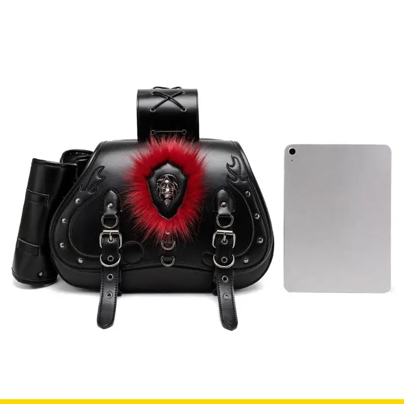 SZCH Punk Themed Motorcycle Pack Bags with Easy Mount System & Strong PU Waterproof Motorcycle Saddlebags for Bike