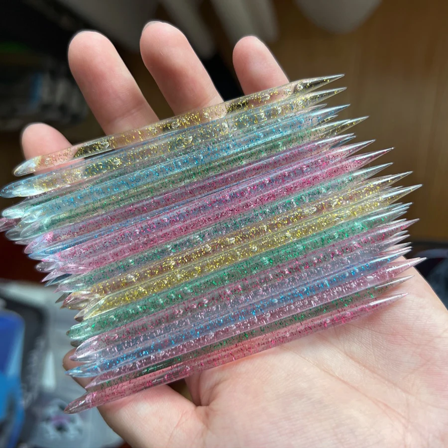 10/50/100 Stück Wiederverwendbare Kristallstäbchen Doppelendige Nagelhautschieber Nagelhautentferner Pediküre-Pflegewerkzeuge für Nägel und Maniküre – Detail 5