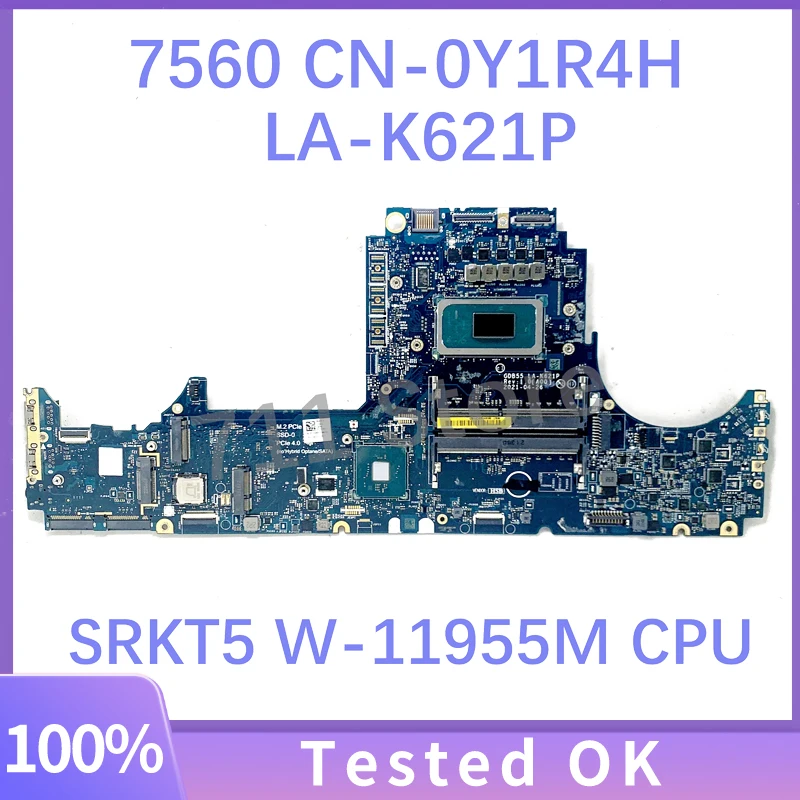 CN-0Y1R4H DELL Precision 7560 노트북 마더보드용 LA-K621P 메인보드, SRKT5 W-11955M CPU 100% 테스트 완료, 0Y1R4H Y1R4H GDB55