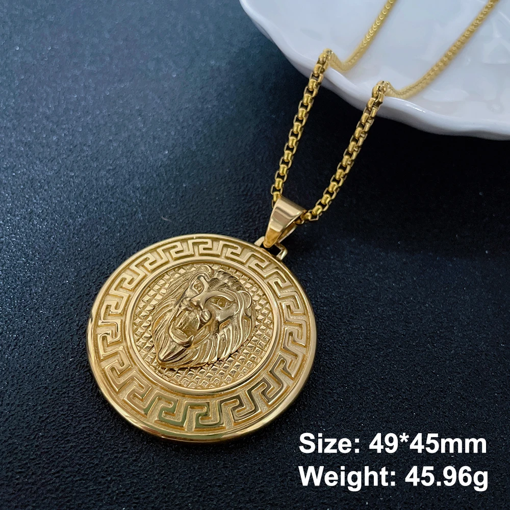 الأزياء الإبداعية كريستال البطانة الأسد رئيس قلادة قلادة الفولاذ المقاوم للصدأ روك الهيب هوب حزب سحر مجوهرات هدايا للرجال والنساء