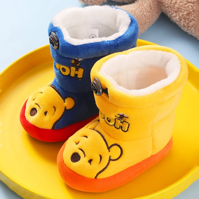 Disney Pooh Baby Warm Newborn Toddler Boots Winter First Walkers Girls Boys Shoes Soft Sole Snow Booties Yellow Blue Casual Shoe AliExpress