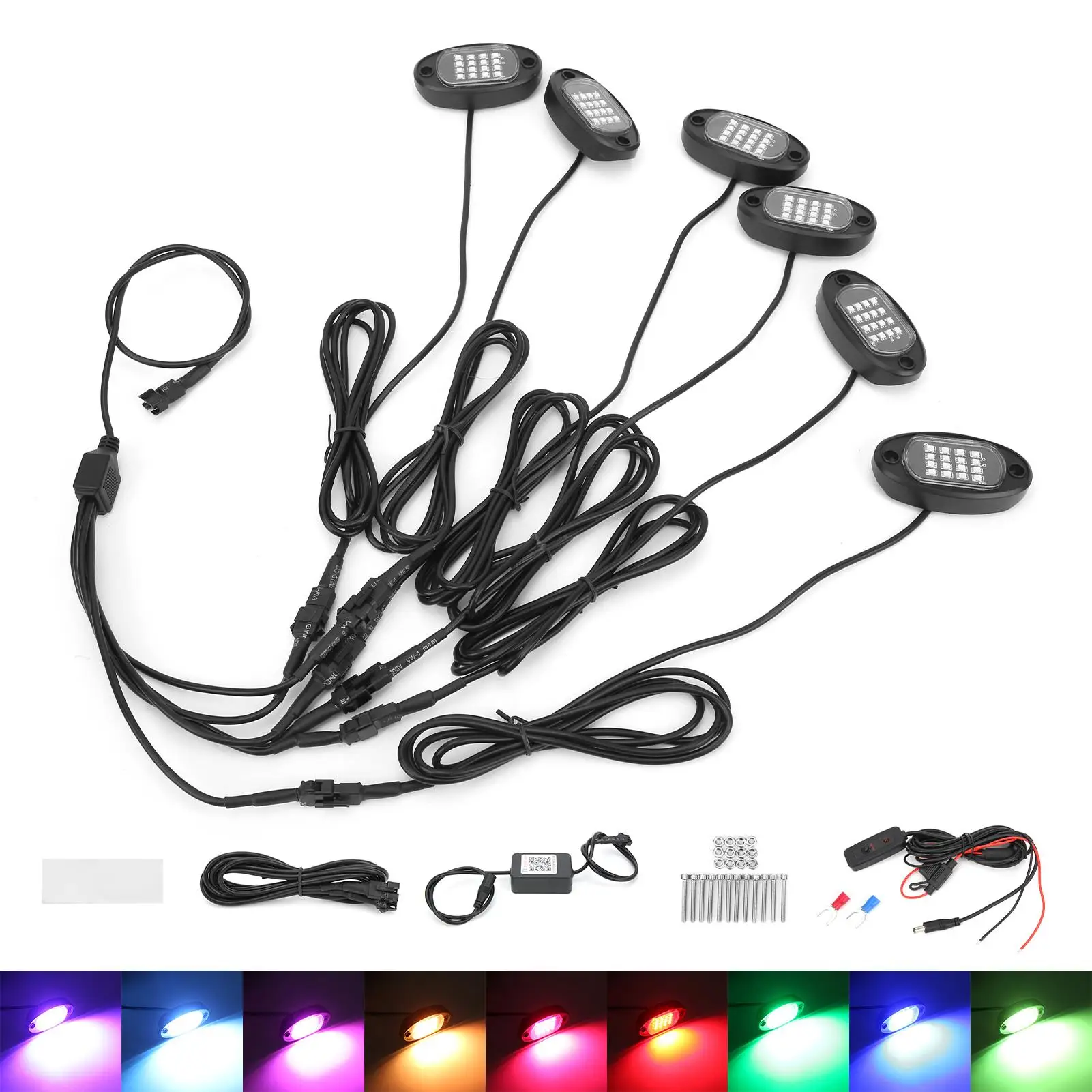 for car Accessories automobiles LED Rock Light Kit 1V6 Remote Control Colorful for car Motorcycle Chassis air flow meter