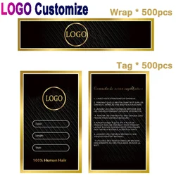 Custom Logo Wig Tags Bundle Wrap 500Pcs Hair Labels Tags Hair Bundles Wrap And Tags Custom Logo Wrap Tags Wig Accessories