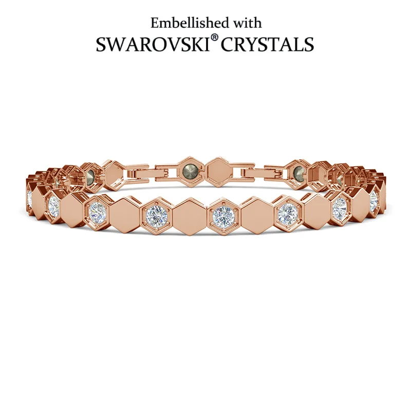 Daisini Jewelry Embellished with Premium Swarovski Crystals Bracelet  for Women Quality Brass with 18K White Gold Plated