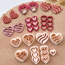 Valentine's Days Love Polymer Clay Cutters Heart Shaped Embossing Earring Cutter for Jewelry Pottery Dangle Clay Making Tools