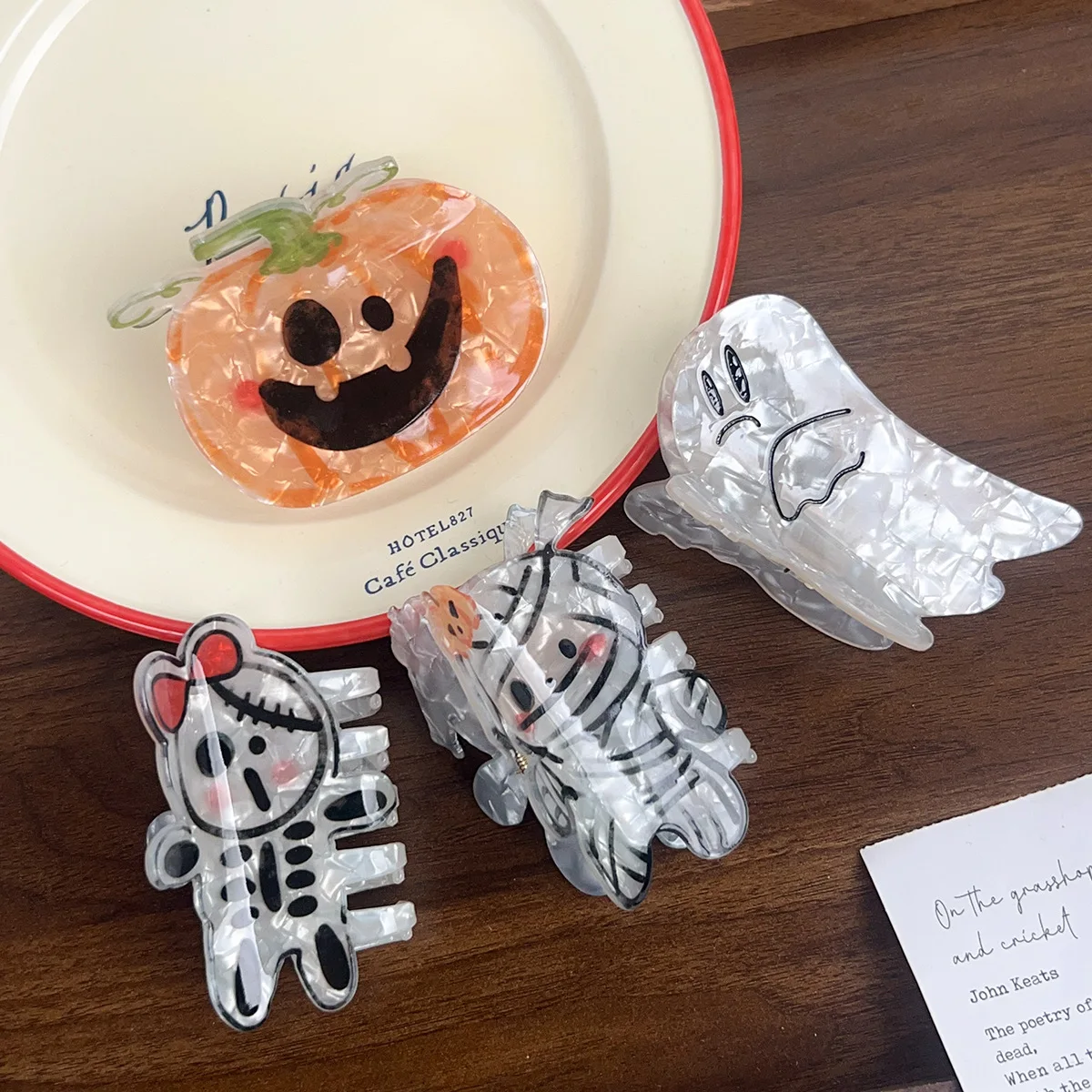 جديد هالوين غطاء الرأس اليقطين شبح كليب مضحك عطلة دبوس الشعر تقليد خلات القرش كليب إكسسوارات الشعر للنساء #2