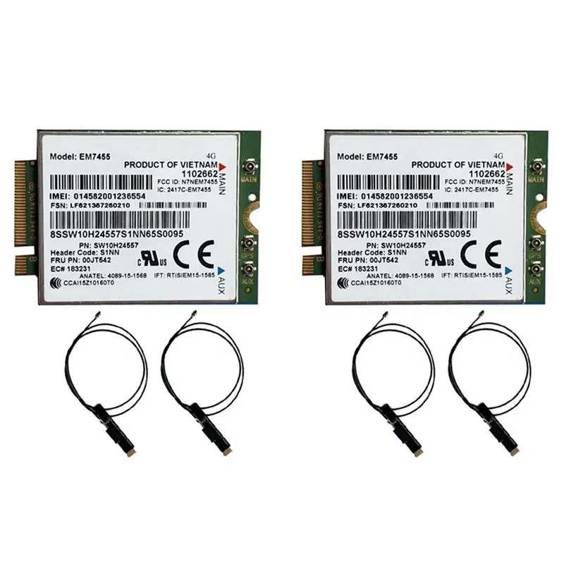 Delicate Texture-2X Em7455 LTE 4G Card+Antenna Gobi6000 FRU 00JT542 01AX756 For Thinkpad T460 T460P L560 Yuga 260 P50 P70 X260