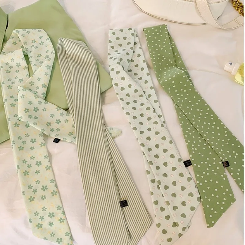 

Green Floral Scarf Hair Band for Women Long Ribbon Hair Tie Headband Scarf Bag Strap Versatile Hair Accessories for Daily