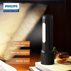 Philips SFL1123 Rechargeable Lamp Zoom Flashlight with Side Light EDC Portable Flashlight Rechargeable LED Flashlights for Camp