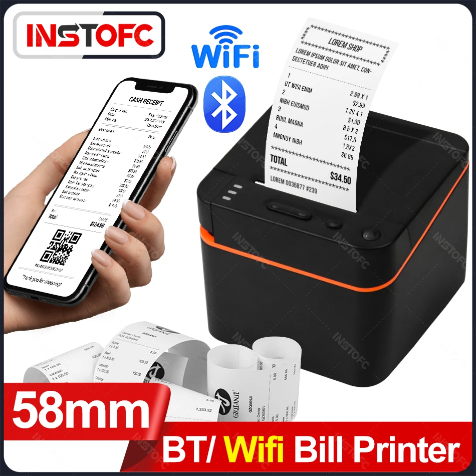 Desktop 58mm Receipt Printer Bluetooth USB Bill Thermal Maker for Retail Store Supermark Android Windows 2inch Printers