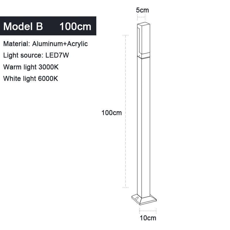 Waterdichte Ip65 Led Gazon Licht 110V 220V Aluminium Acryl Straatlantaarn 30 40 60 80 100Cm Voor Tuin Binnenplaats Villa Verlichting